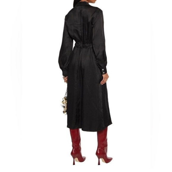 Cinq Sept Joyce Cupro Satin-Twill Midi Shirt Dress - Size 12 - Picture 2 of 7